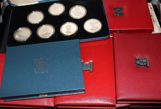 A collection of Royal Mint proof coin year sets and other proof coins.